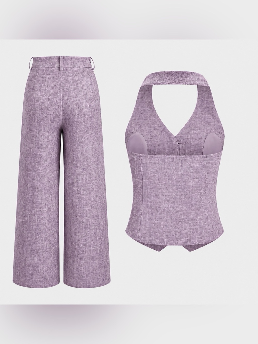 Commense Purple Halter Vest & Wide-Leg Pants Set - Picture 2 of 3